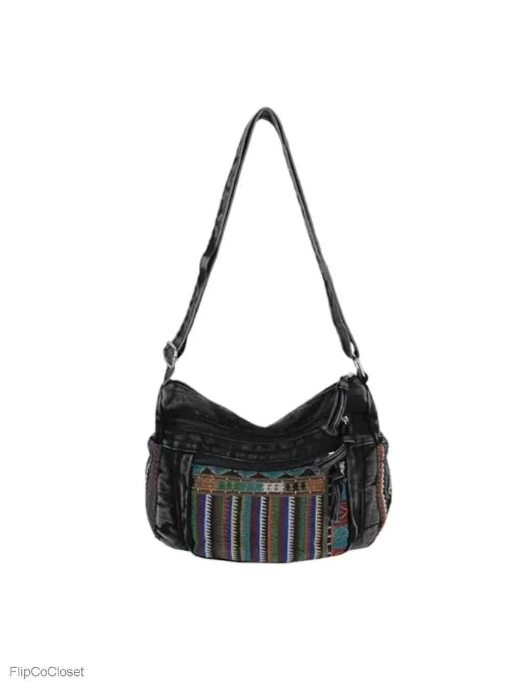 Womens Boho Denim Crossbody Bag with Pockets
